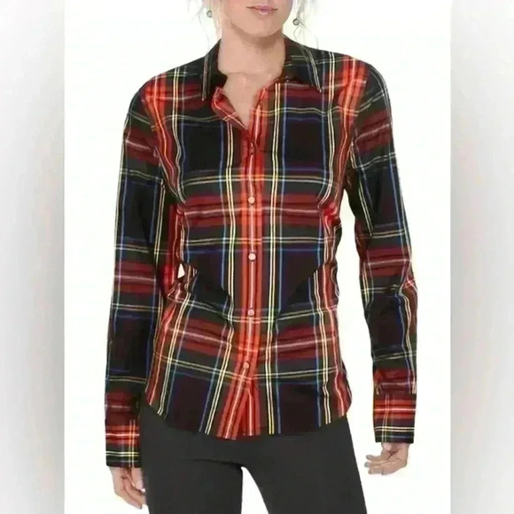 J Crew Christmas tartan holiday plaid long sleeve button front shirt 8 - Picture 2 of 7